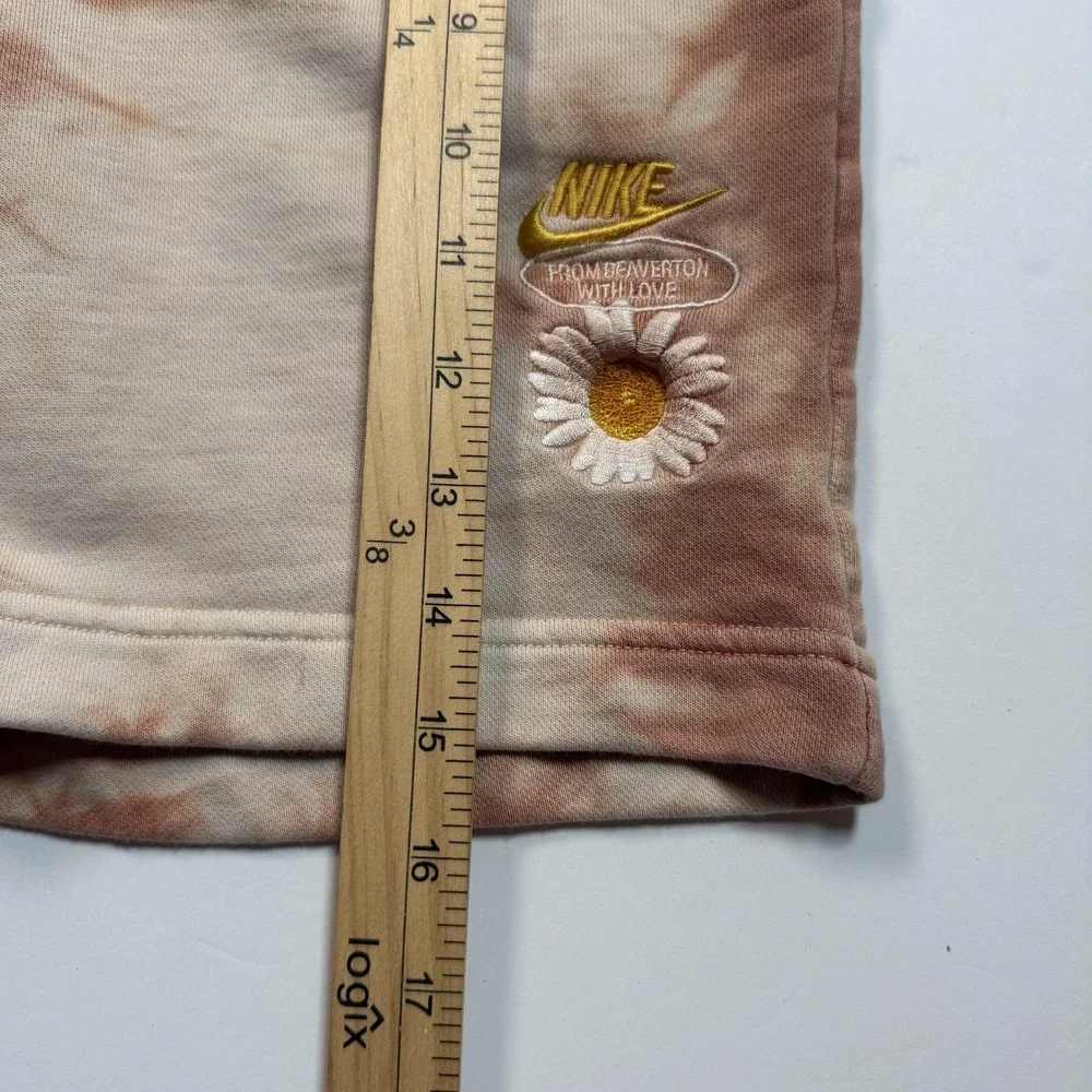 Nike Shorts Youth Small Beige Pink Tie Dye French Terry Beaverton With‎ Daisy